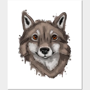 Watercolor wolf head Posters and Art